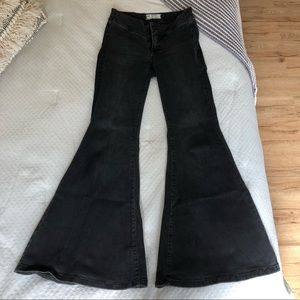 Free People Black Flare Jeans Denim